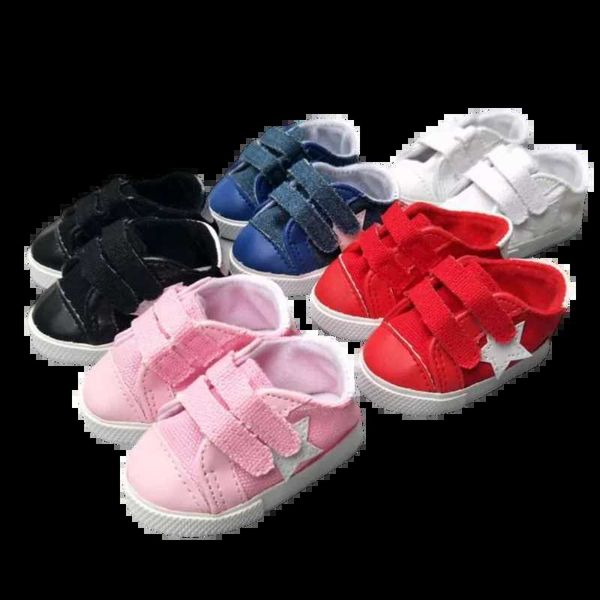 Tênis de tênis de 7,5 cm de tampa de sapatos adequados para sapatos esportivos de boneca de 18 polegadas e sapatos de boneca de bebê de 17 polegadas Q240412