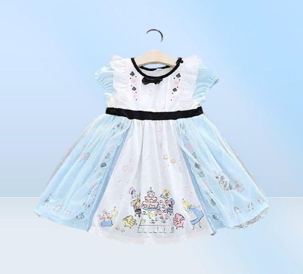 Costura da princesa da menina, menina Alice Dress Recém -nascida bebê Alice no País das Maravilhas Costume Crianças Vestido de Aniversário G11297919671