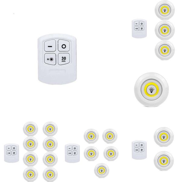 Nuova notte di telecomando wireless a LED 3W Cob super luminoso sotto armadio Dimmabile Lampada Dimpaibile Clistero camera da letto