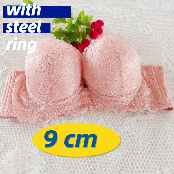 Lingerie de sutiã para mulheres com sutiã de renda de anel de aço, suporte superior espessado de 9 cm, reunindo roupas íntimas sexy, tipo de ajuste super espesso