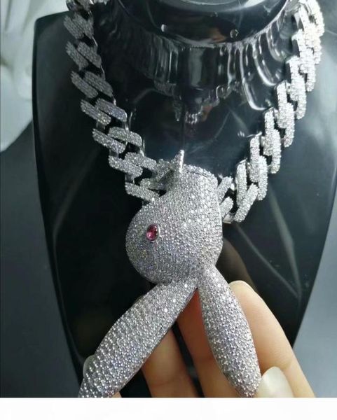 Jóias de hip hop pingente pingente de diamante tênis cubano cadeia de link masculino colar de designer de luxo bling rabbit big pingents rapper hi5308821