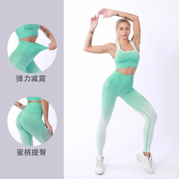 Damen Yoga Outfits 2 -teiliges Set -Trainingstrainer Sport Bra High Taille Legging Active Wear Athletic Clothing Set 240329