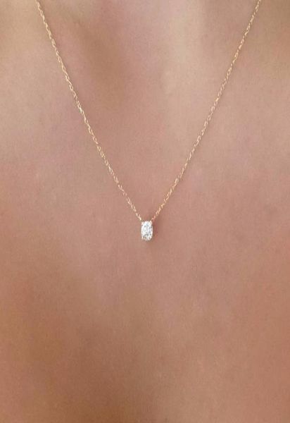 Collane di diamanti d'oro della moda delicati pendenti solitari cutanei per pendenti cutanei gioielli da sposa flottante diamante gioielleria 6343265