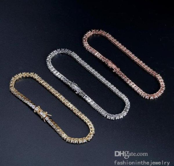 Дизайнер браслета теннисных браслетов алмазные браслеты для женщин роскошные ювелирные украшения 3 4 5 6 мм 7 8 -дюймовая мода Моассанит Белое золото Циркон 9446806