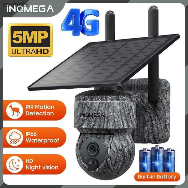 Câmeras PTZ INQMEGA 5MP 4MP WIFI PTZ Câmera solar sem fio PTZ Câmera SIM 4G com painel solar Proteção de segurança de áudio de áudio CCTV Câmera de bateria C240412