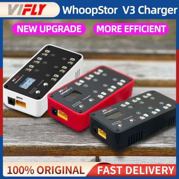 Drones New Vifly Shoopstor 3 V3 6 Ports 1S Lipo Lihv Battery Charger Storage Lcd Lcd Typec DC TX60 для FPV Drone Bt2.0 ph2.0