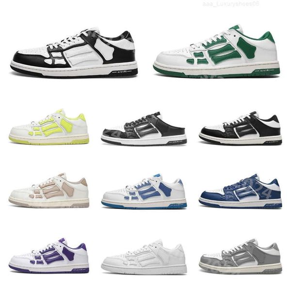 Designer Men High Athletic Scarpe Schelet Bones Runner Women Black Bianco Blu Green Casual Sport Skel Top Aive Genuina in pelle Sneakers Luxury Trainer Sneaker T412