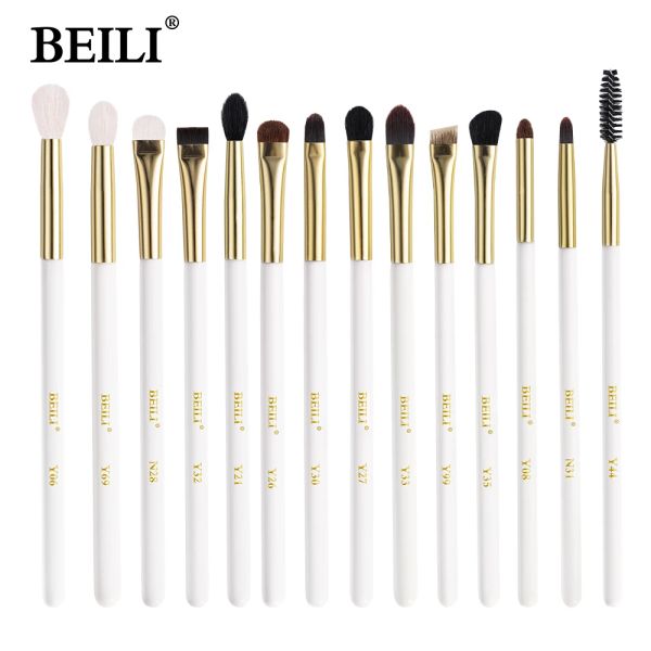 Shadow Beili Pearl White Gold Luxury Profissional Eye Makeup Brushes Definir sombra de sobrancelha mistura