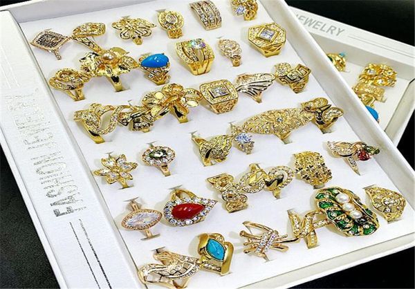 14 тыс. Золотые кольца напольные киоски кольцо кольца целая мода преувеличенная ювелирные изделия 36 шт.