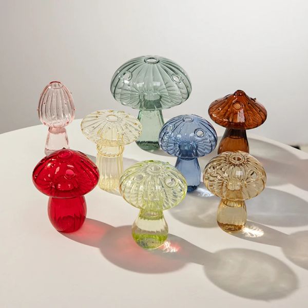 1pc стеклянная ваза творческий грибной растение гидропонный террариум арт гидропонный стол.