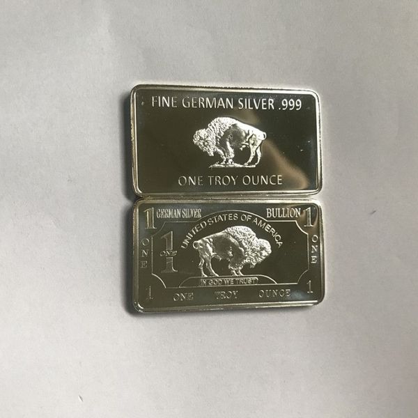 10 PCs não magnéticos búfalo alemão prata banhado 1 oz oz animal 58 mm x 28 mm de lembrança bar290e