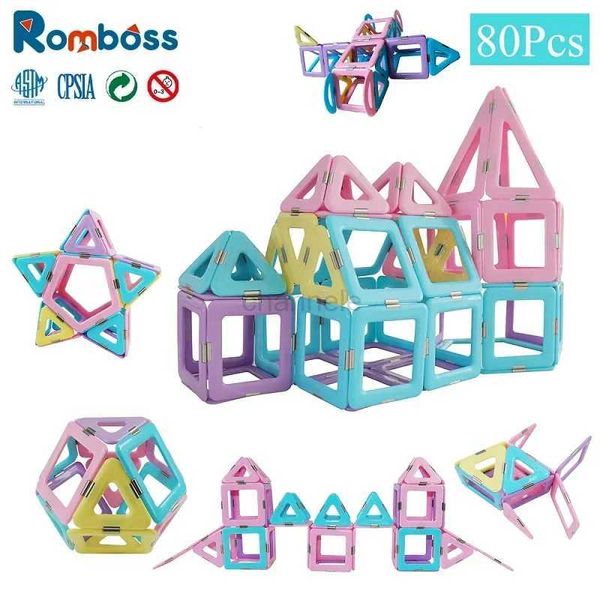 Blocos de brinquedos de descompressão Romboss 80pcs Conjunto de construção de designers magnéticos crianças bloqueios magnéticos engraçados Montessori Toys educacionais Presentes de crianças 240412