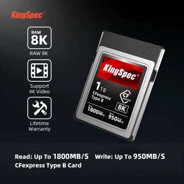 Cards Kingspec cfexpress Тип B Карта B 128G 256 ГБ 512 ГБ 1 ТБ CF Экспресс высокоскоростной карты памяти для камеры RAW 4K видео