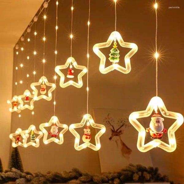 Festa de decoração de partido as luzes LED String String USB Operado em árvore de Natal pendurada Lâmpada de cortina de fada interna Home