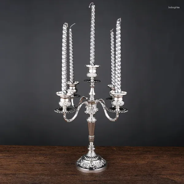 Kerzenhalter European Alloy Metal Silber Bronze Gold Candelabra Halter Stand Candlestick Candelabrum für Hochzeitsheimdekoration