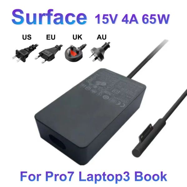 Chargers 15V 4A 65W para Microsoft Surface Pro7 Prox Laptop3 Adaptador de energia do livro 1706 1866 1867 Carregador 5v1a