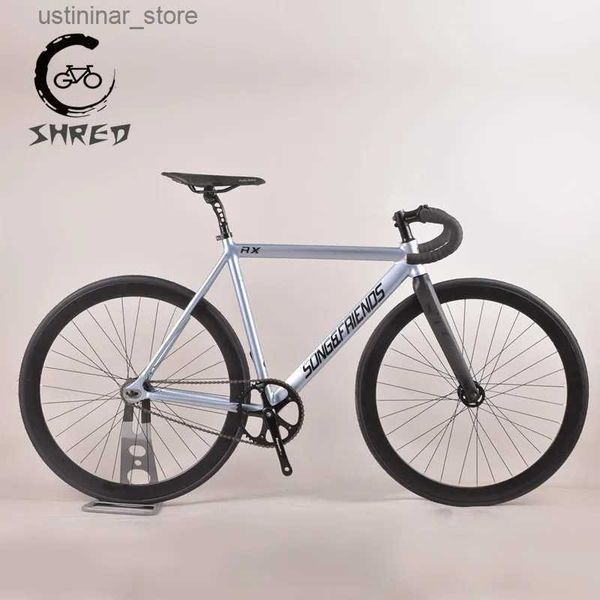 Bicicletas Bike de engrenagem fixa 48cm 53cm 56cm 60cm Fixietrack FixiTack Bicycle Aluminium Lhely Frame com garfo de fibra de carbono 40mm Wheel L47