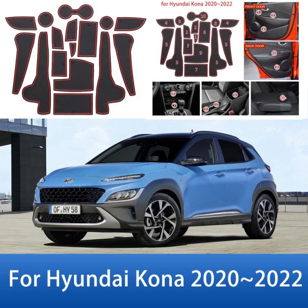 Para Hyundai Kona Kauai OS 2020 2021 2022 Broove Broave Brow Pad Anti-Slip Rubber à prova de poeira à prova de caça-níqueis Acessórios para caça-níqueis