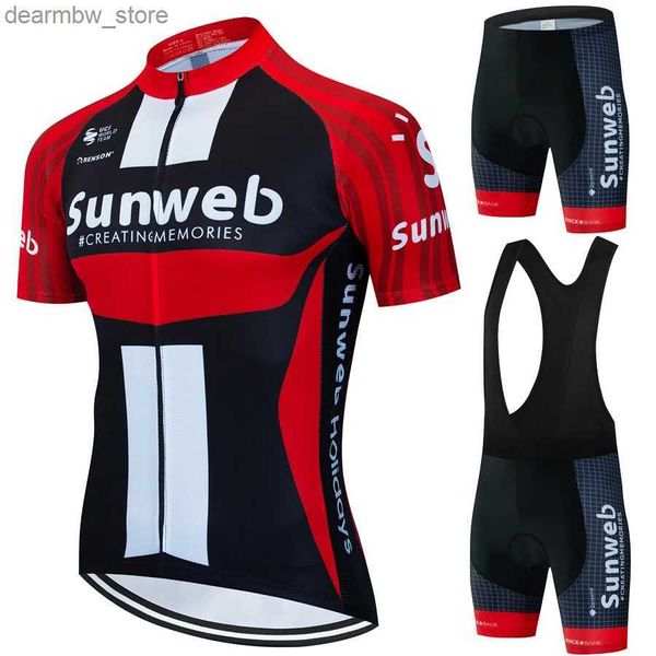 Radsporttrikot setzt Sunweb Jersey Radsportmenschen Hosen Gel Fahrräder 2024 BIB Kleidung Sports Kit Road Bike Uniform MTB Bluse Fahrradausrüstung Man L48