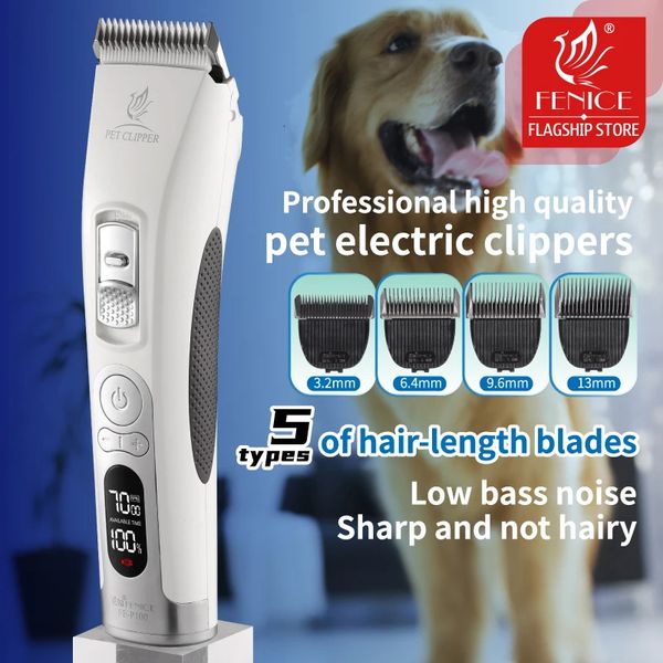 Fenice Clipper Dogs Professionelle LCD -Bildschirm Pet Cat Clippers Elektrische Pflegeschneider und Klinge wiederaufladbare Haarschnittmaschine 240408