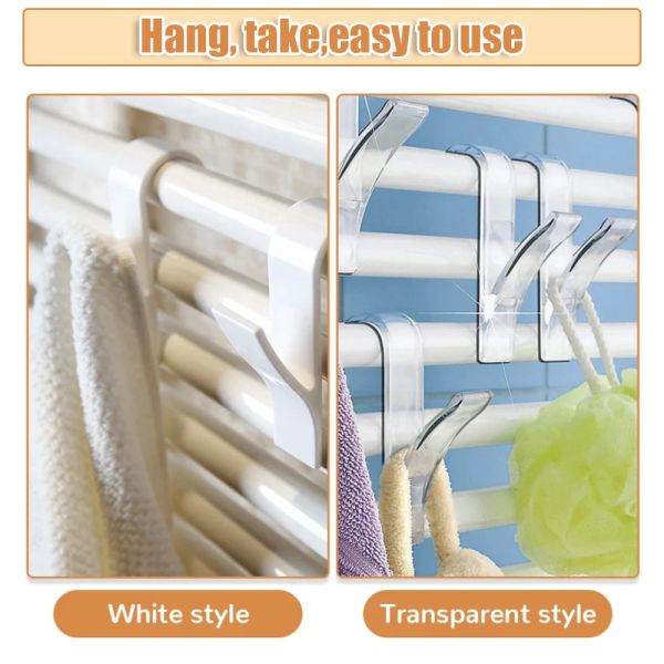 4pcs Kleiderbügel für beheiztes Handtuchkühler Badebad Hakenhalter Küche Handtuch Kleiderbügel Trocken Handtuch Schalsträgerhalter Halter