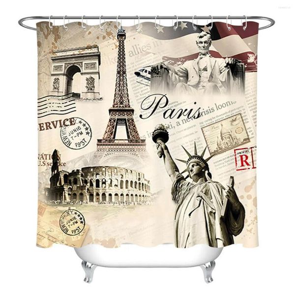 Tende per doccia Paris Eiffel Tower Spaper Waterproof Fassone Tenda Set Codera per bagno