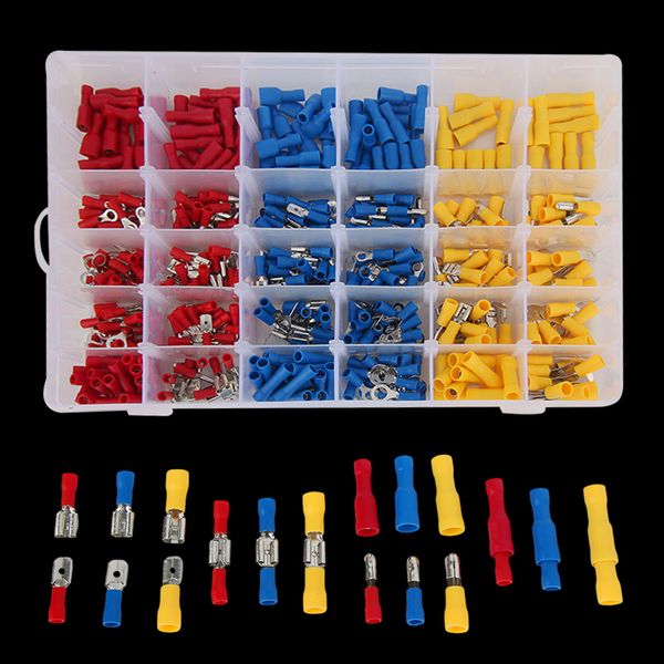 480/300/280pcs Isolierter Kabelanschluss Elektrikdraht Crimp Spade Ring Ring Fork Set Ring Lugs Rollte Anschlüsse Sorthed Kit Kit