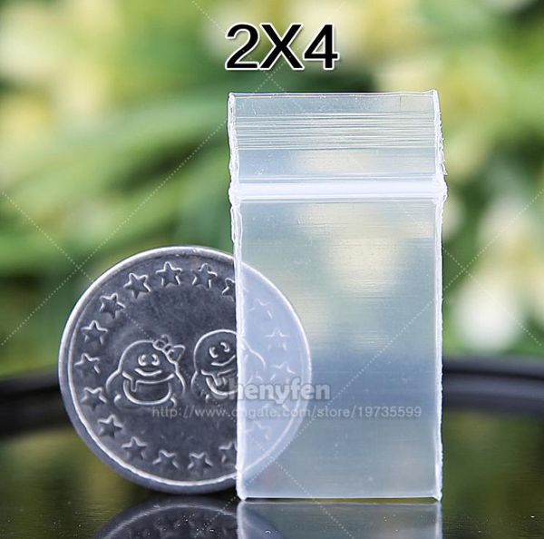Bolsa de ziplock de joias pequenas 500pcs 2x4cm Local self selo Sacos plásticos reclosáveis de 8mil Mini Zip Baggies 08quotx12956239