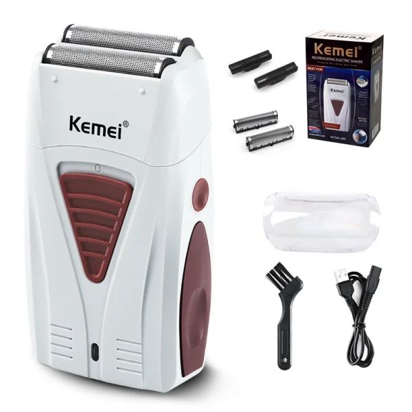 Aparadores kemeei km3382 barbeador elétrico masculino carregamento de carregamento de barbeamento de barbeador de barbeador masculino de cabelo profissional raspado de cabelo barbeado