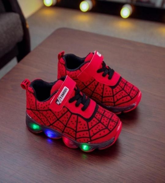 Scarpe casual per bambini sneaker luminose maglia gigante-spider-boy led scarpe illuminanti luminose con sneaker a led per scarpe per bambini leggeri 2012016233121