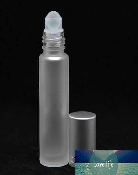 10 ml 1 oz rotolo di vetro trasparente smerigliato con bottiglie di profumo di olio essenziale vuoto con rullo in metallo Cap8832555.