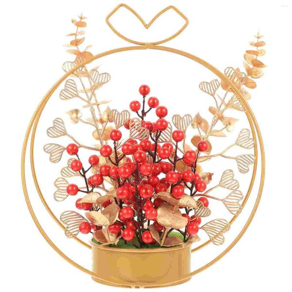 Dekorative Blumen Hochzeit Blume Orament Künstlicher Korb rotes Tisch Dekor Jahr Festliche Beeren Weihnachten Herzstück