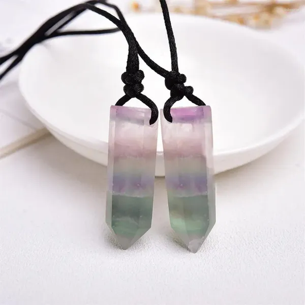 Figurine decorative collana fluorite pendenti cristalli naturali gemma guarigione indossabile perfetta per uomini decorazioni per le donne gioielli