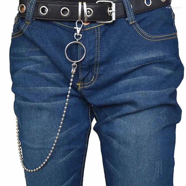 Anahtarlıklar asma kilit yüzüğü punk gümüş renk alaşım pantolon bel zinciri unisex cüzdan modaya uygun aksesuarlar