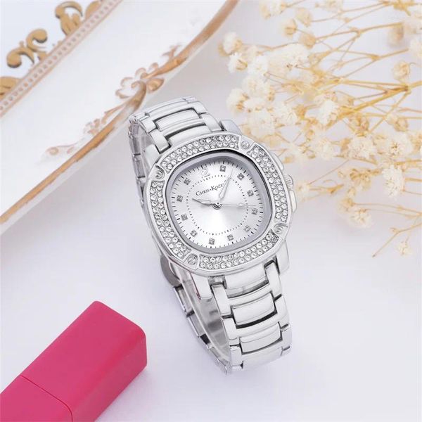 Armbanduhr Damen Diamond Skala Armbanduhren Mineralglas Mirror Quarz Uhr Highwerme quadratische runde Zifferblatt Uhren lässig