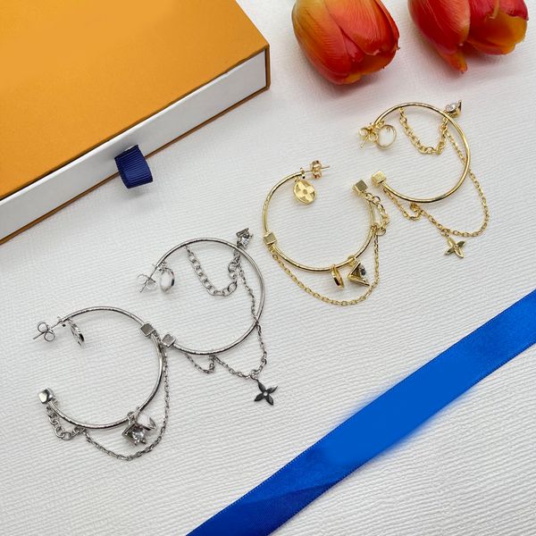 Big Hoop Earring Brand Designer Letter Charm Flower Charm Change Changing Gold Gold Silver Placed Acciaio in acciaio inossidabile Abbraccio per le donne Accessori per le gelle