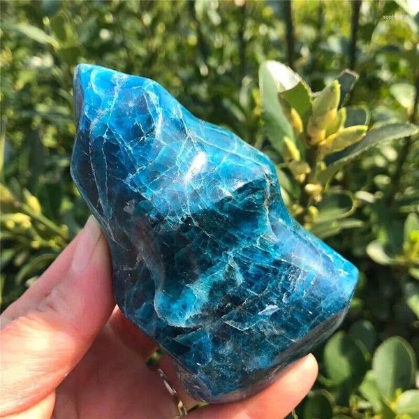 Figurine decorative Blu Naturale Apatite Crystal Crystal Flame Flame Torcia Carta a mano Desktop Desktop Decorazione