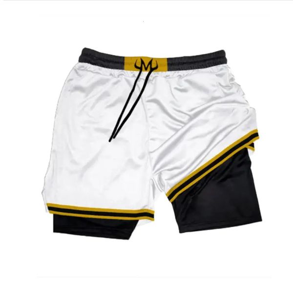 Anime Gym 2 em 1 shorts para homens Quick seco respirável em malha de desempenho Summer Sports Fitness Workout Jogging calças curtas 240412