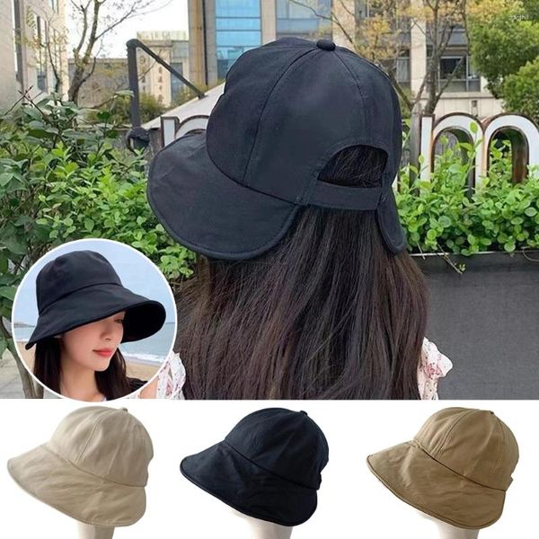 Cappelli a bordo largo donne Summer Cotton Sun Protection Hat Stackt Beach Outdoor Beach Visor Rolido Fisherman pieghevole Capo