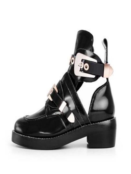 2019 Yeni Paris Classic Ceinture ayak bileği botları punk ruhu yüksek derbi ayakkabıları siyah deri toka botları kesim anklehigh fırçalı lea1537785