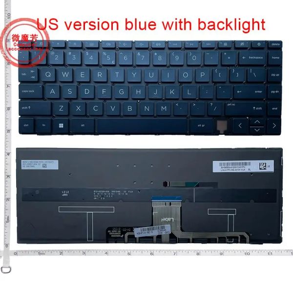 Teclados Novo teclado do laptop US/Ru para HP Spectre X360 14EA 14ea0047nr 14e023dx com luz de fundo