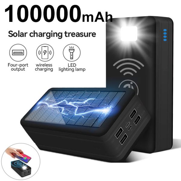 Banche 100000Mah Power bank magnetico wireless super veloce carica 2.1a carico solare 4usb powerbank per xiaomi iPhone15 batteria portatile