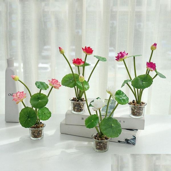 Dekorative Blumen Kränze Mini kleiner Lotus künstlicher Blumen Bonsai Factory Direkter Anbieter von Pflanzen für Innendekoration gefälschter Dr. Dhwao