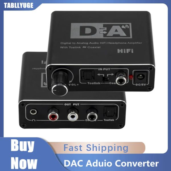 Convertitore HIFI DAC Digital a convertitore audio analogico RCA da 3,5 mm Amplificatore per cuffie Toslink Ottico Output coassiale DAC portatile portatile