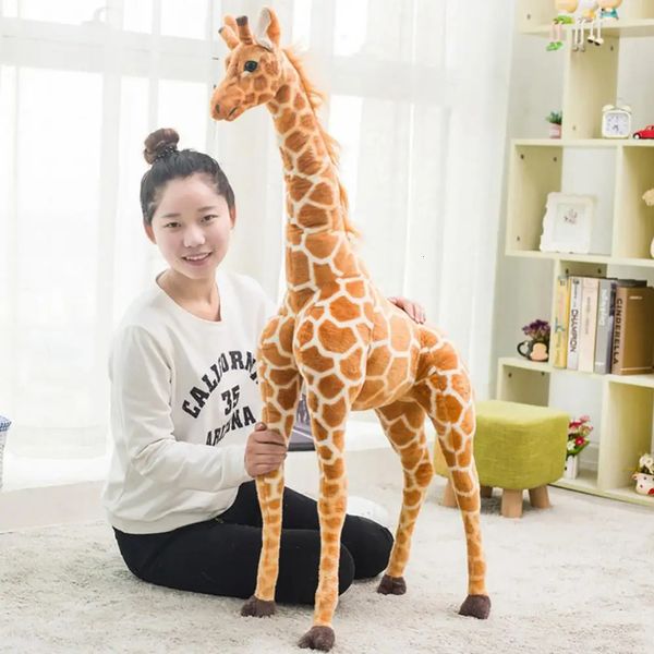 6080cm gigante da vida real girafa brinquedos de pelúcia de alta qualidade bonecas de pelúcia bonecas de crianças mole garotos de aniversário da sala de presente de aniversário 240401