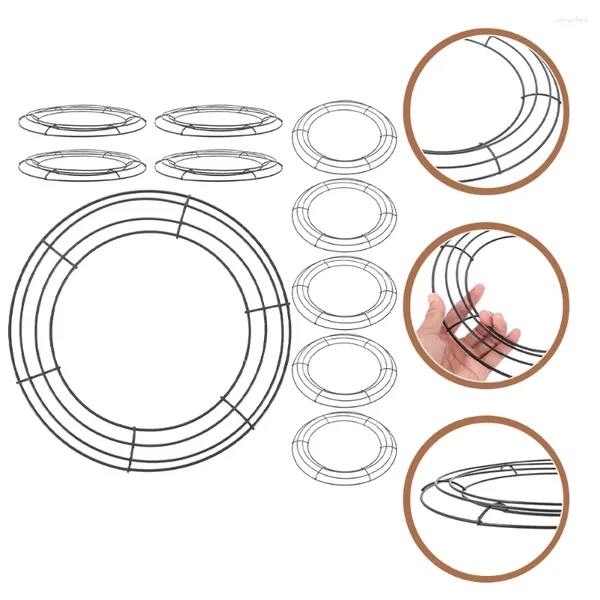 Dekorative Blumen 10 Stcs Girlande Hoop Blumenkranzrahmen dekorieren Metall rund geformte Rack -Eisenkreuz -Versorgung