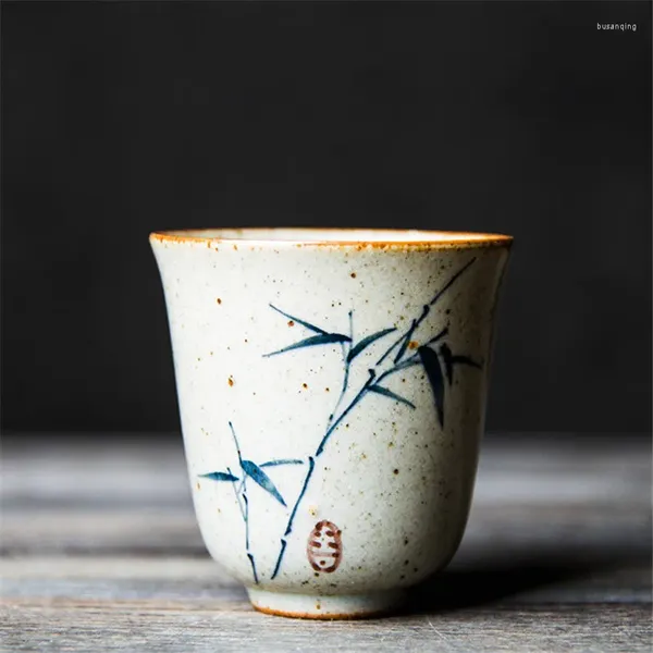 Xícaras pires de casas de cerâmica pintadas à mão xícaras de chá retro retro copo de chá de cerâmica handmade jingdezhen azul e branco caneca de água de porcelana