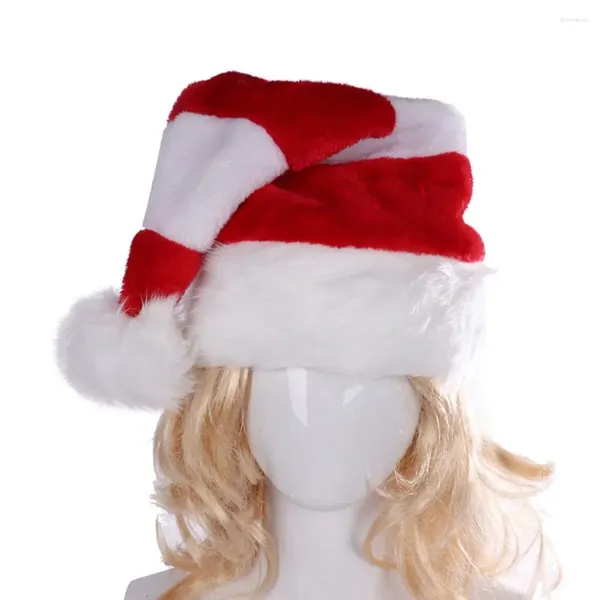 Beralar Mutlu Noeller Dekorasyon Şapkası Moda Çizgili Yeşil Kırmızı Noel Baba Beanie Peluş Açık