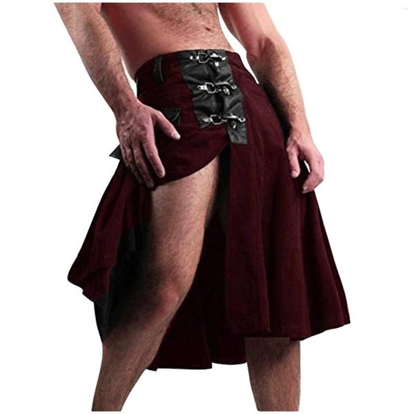 Herrenhosen Scottish Style Mode -Röcke für Herren Solid Falten Rocktasche Soild Soild Summer Hosen Herren Shorts Shorts Sale Ropa Hombre