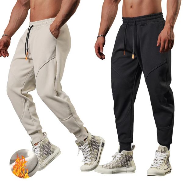 Pantaloni 2023 pantaloni invernali maschili spessi sudori caldi sudore caloroso pantaloni per vello da jogger termico grande pantalone maschio maschio plus size work 3xl nero